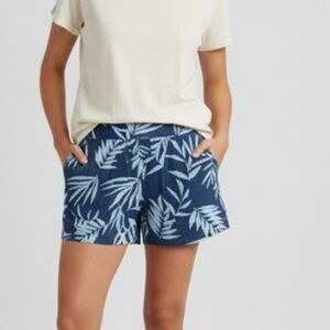 Michael stars cotton gauze muslin blue palm frond high waisted beach short med